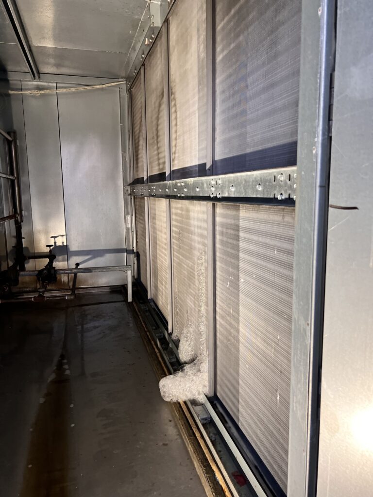 Dirty air ducts in need of professional cleaning to improve indoor air quality and HVAC efficiency