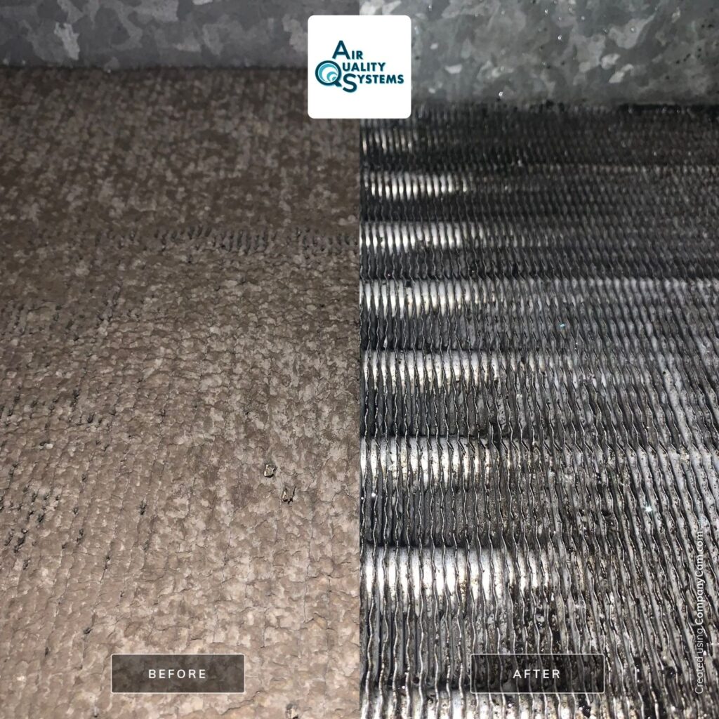 a before and after shot of coil cleaning services