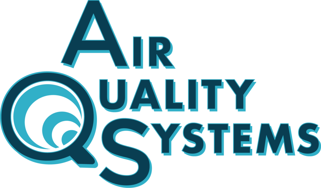Air Quality Systems logo: stylized letters AQS forming an air swirl shape in teal and dark blue