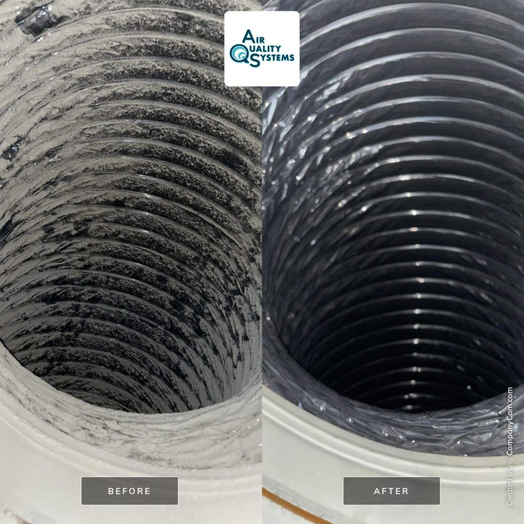 HVAC ducts before and after cleaning