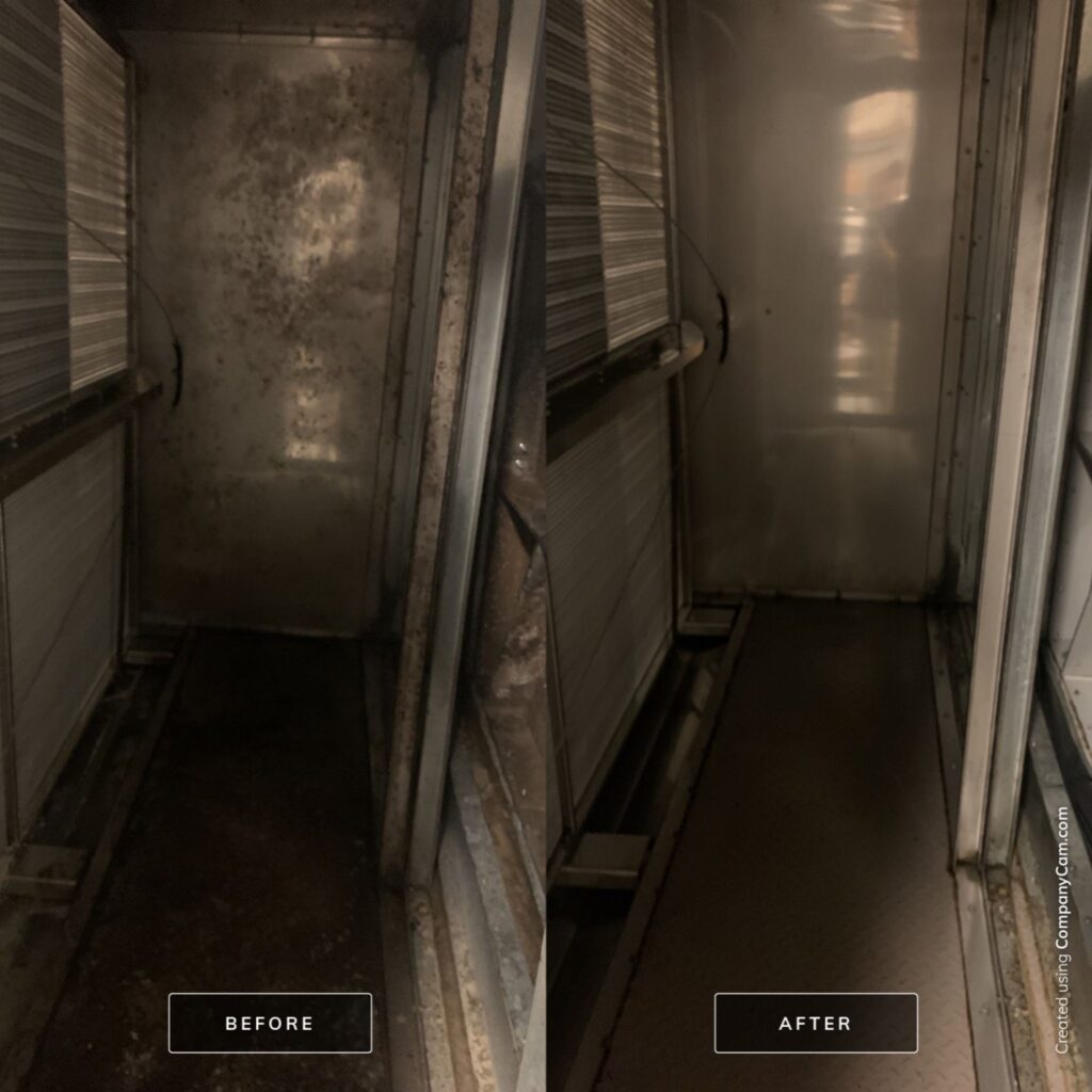 Dirty vs clean air ducts, before and after professional duct cleaning service comparison